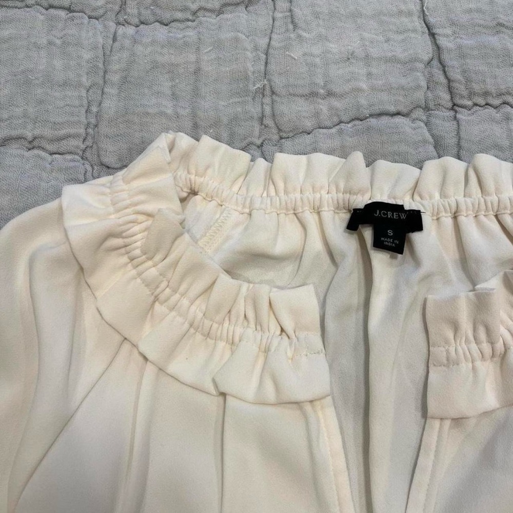 J. Crew Cream Ruffled Blouse - Picture 2 of 4